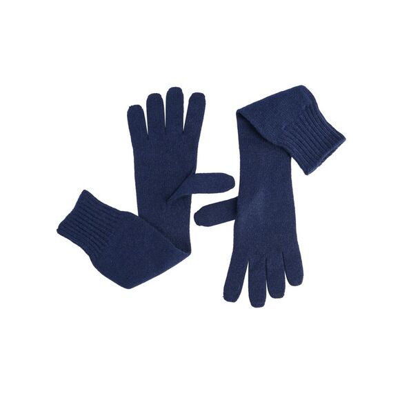 Crown of Edinburgh Cashmere Cashmere Long Gloves Navy Women Blu Notte - Picture 1 of 6